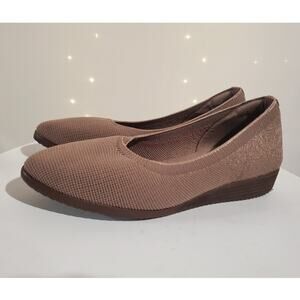 Skechers Womens Cleo Sawdust Wishful Stretch Knit Flex Wedge Slip On Size 7.5